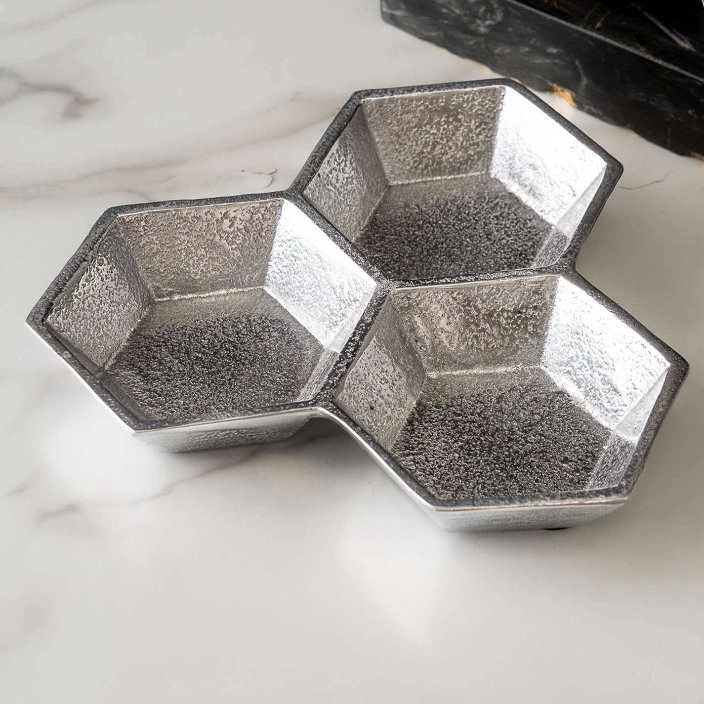 Silver Honeycomb Bowl - 3 section
