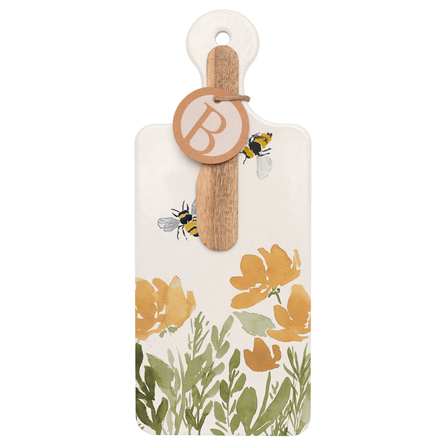 Bee Field CUTErie Personal Cheese Board & Wood Spreader Set