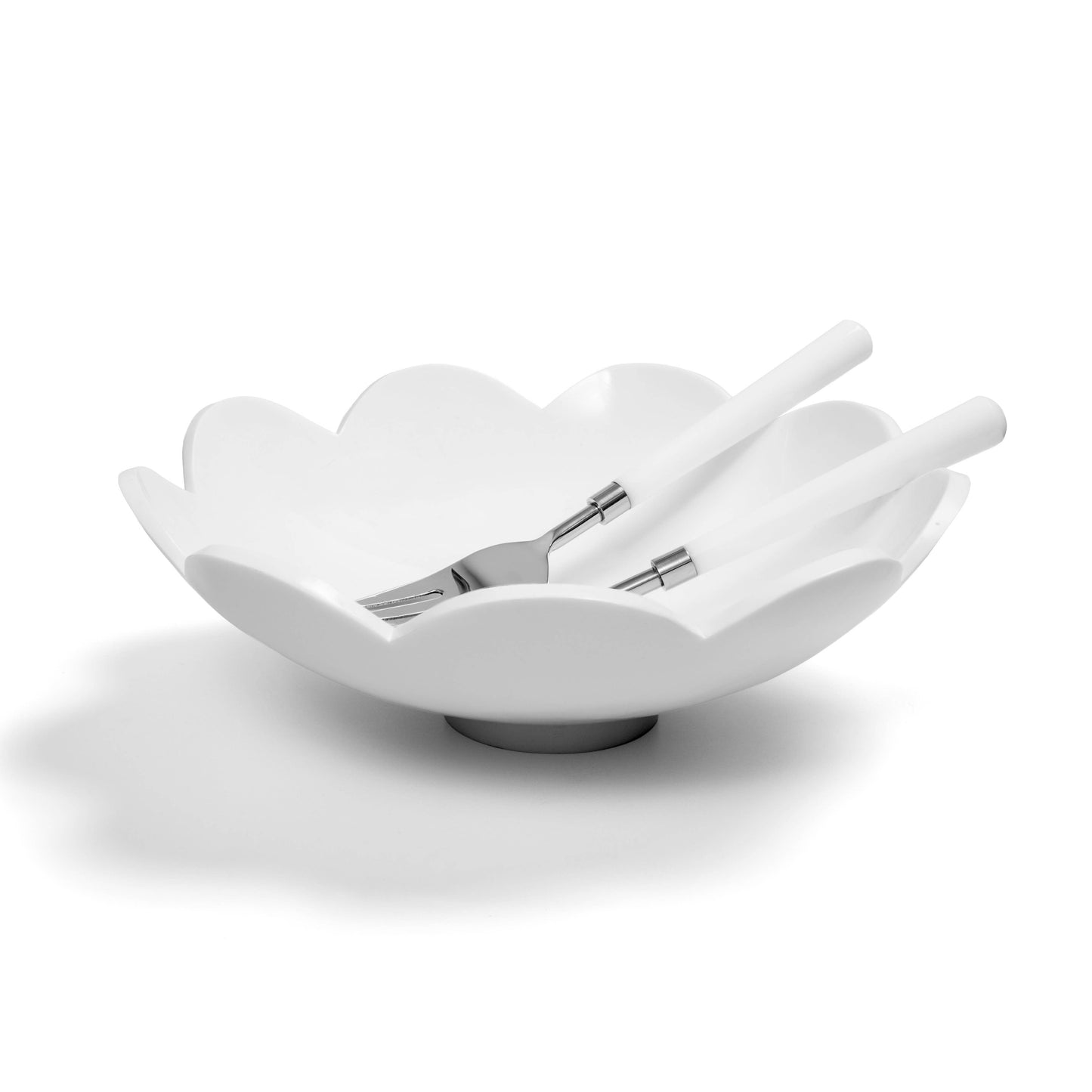 Large Bright White Scalloped Bowl