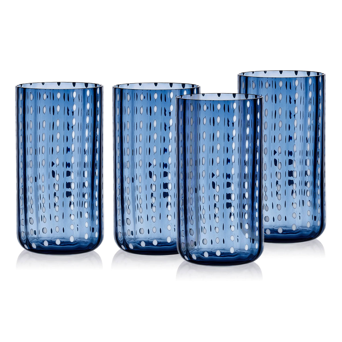 Dappled Clouds Cobalt Highball Glasses, Set of 4