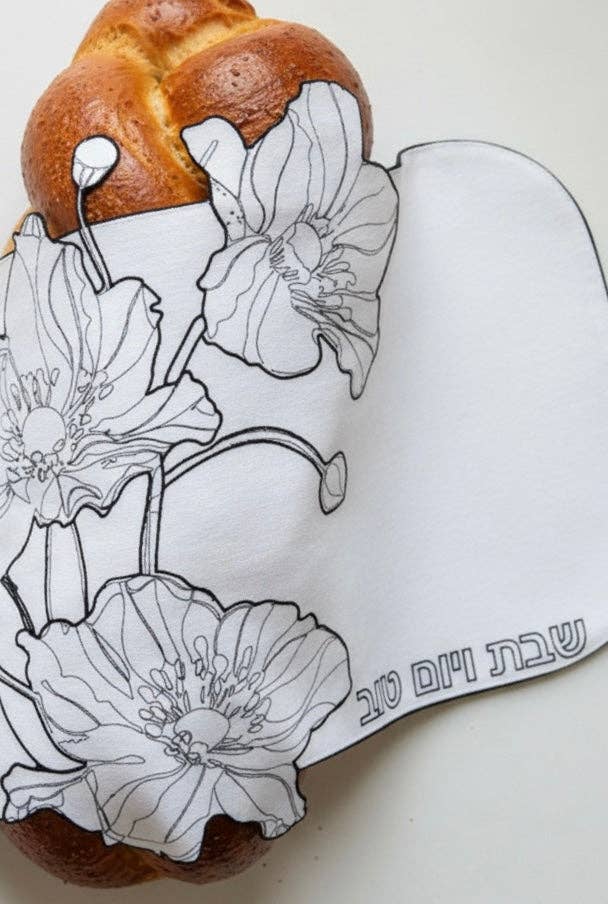 Black & Ivory Flower Embroidered Challa Cover