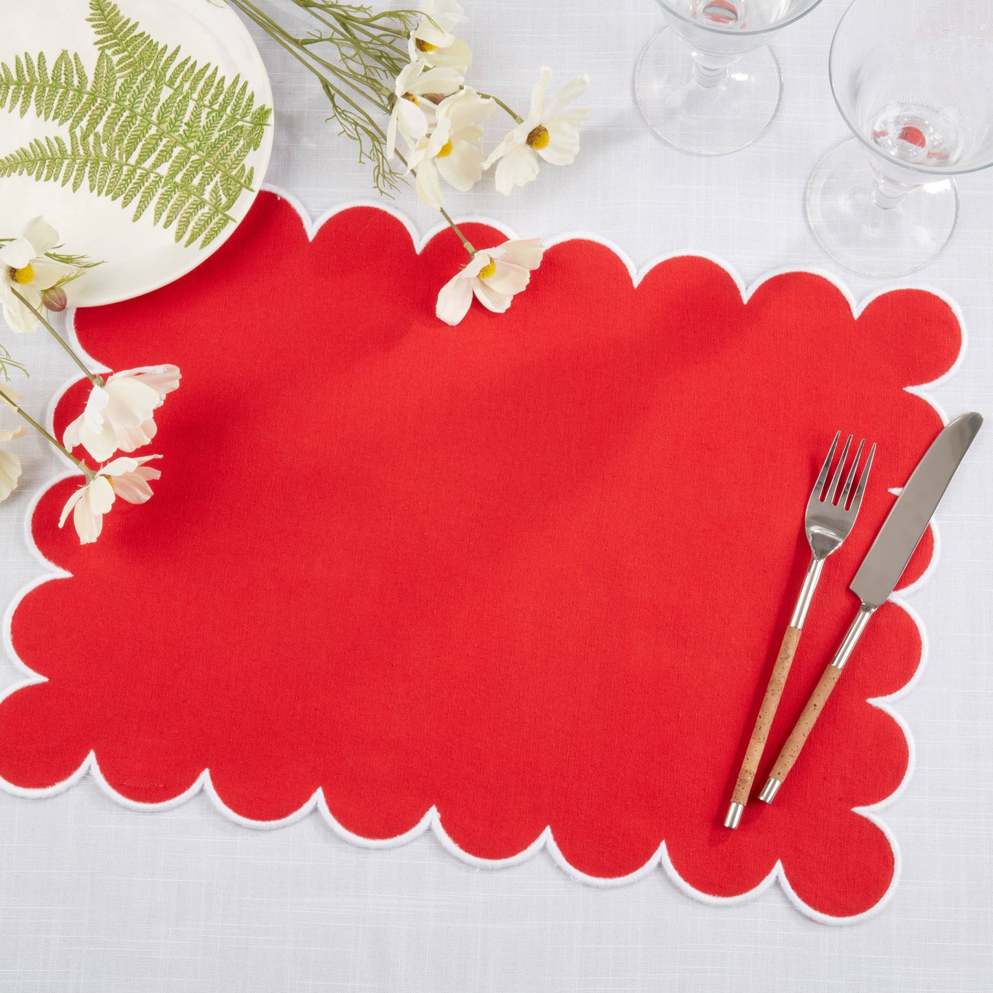 Scalloped Hem Placemat: Rust / 14"x20" - Set of 4