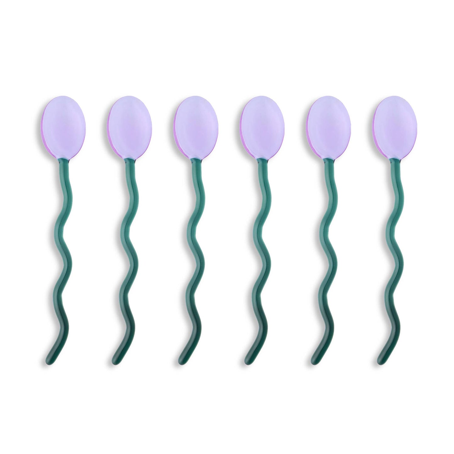 6pk Squiggle Handle Glass Spoons - Purple/Green