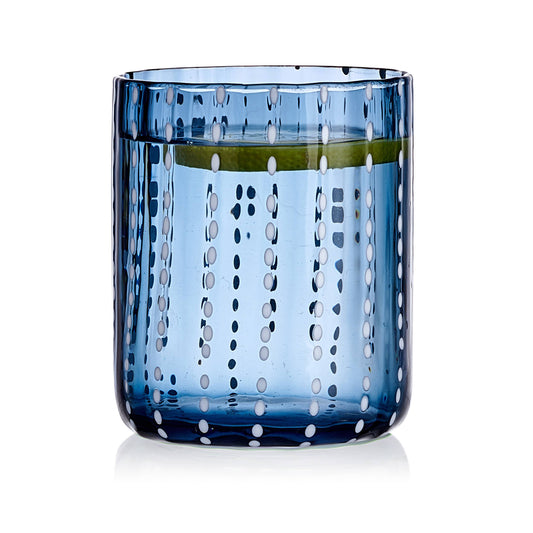 Dappled Clouds Cobalt Double Old Fashioned Glasses, Set of 4