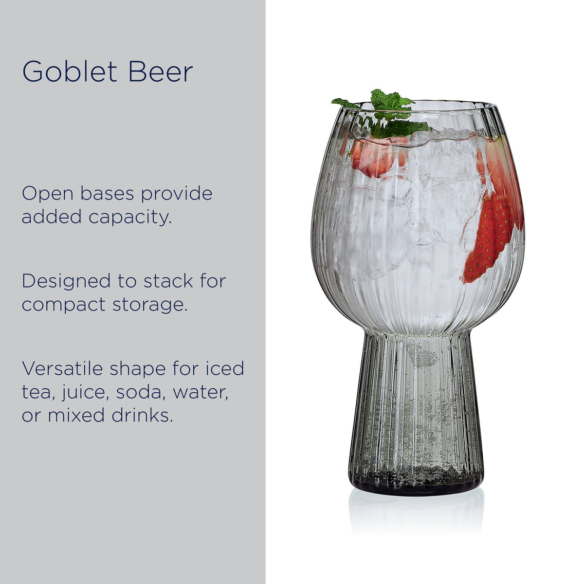 Phoebe Optic Smoke Goblets, Set of 4