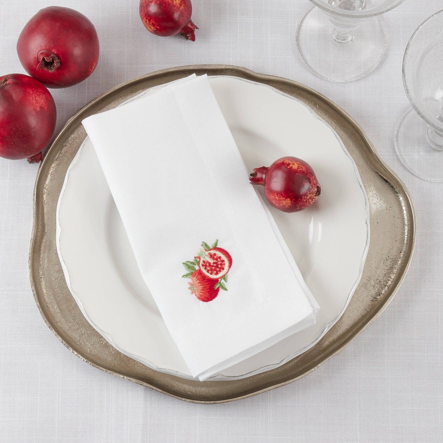 Embroidered Pomegranate Napkin - Set of 4