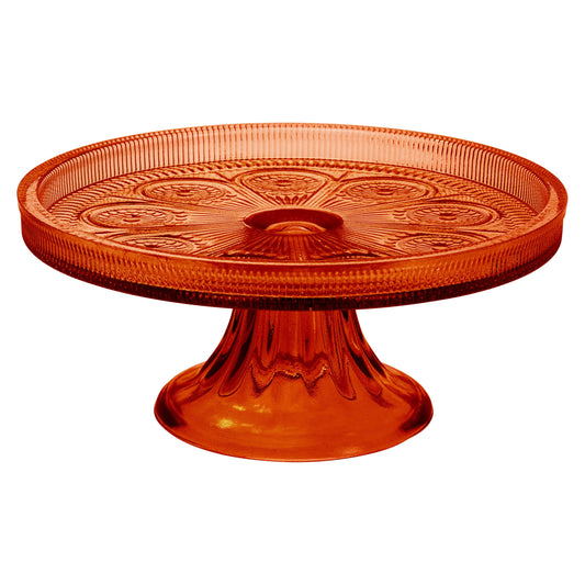8.25" Dia Umber Codi Glass Cake Stand Fall Autumn