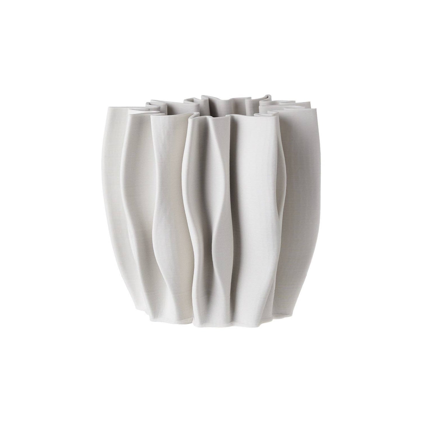Flora Ceramic White Vase - Wide Low