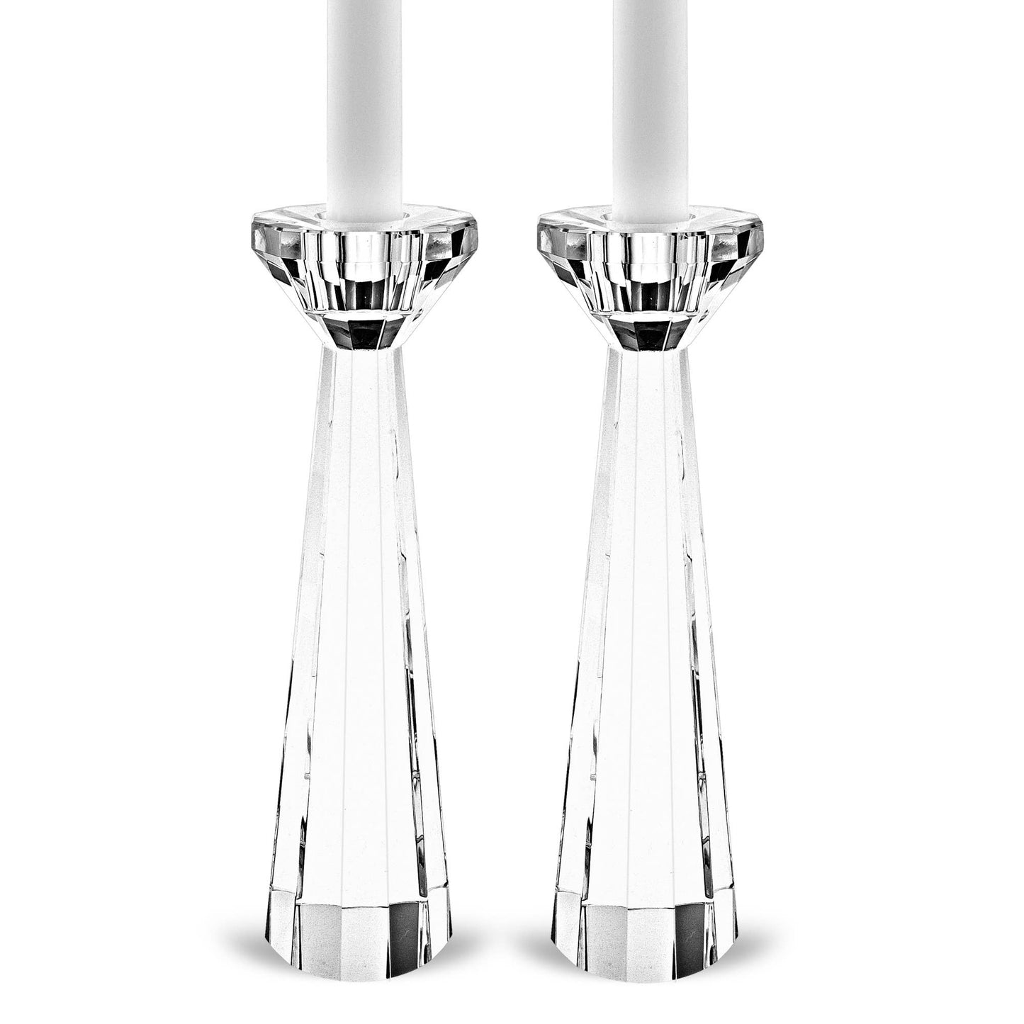 Park Avenue Pair of Faceted - Crystal Candle Holders
