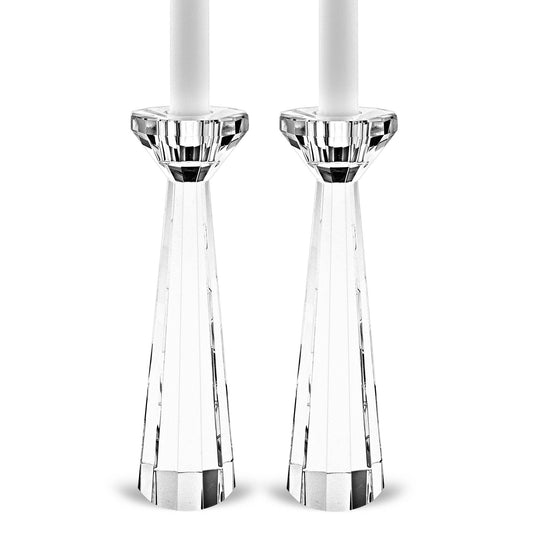 Park Avenue Pair of Faceted - Crystal Candle Holders