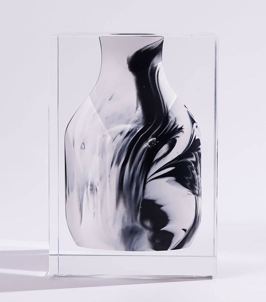 Floating Narrow Neck Vase – White Marble