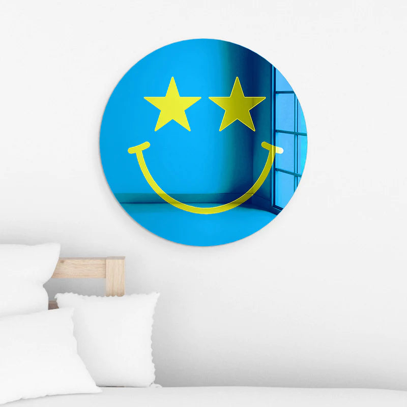 Happy Face With Star Eyes - Acrylic Wall Art