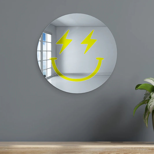Happy Face Lightning Bolt Eyes - Acrylic Wall Art