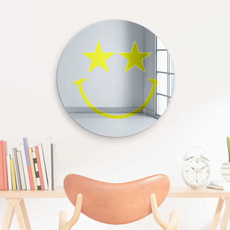 Happy Face With Star Eyes - Acrylic Wall Art