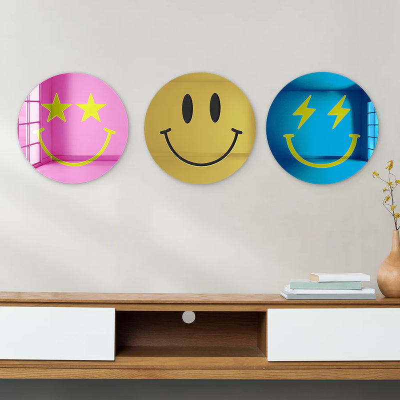 Happy Face With Star Eyes - Acrylic Wall Art