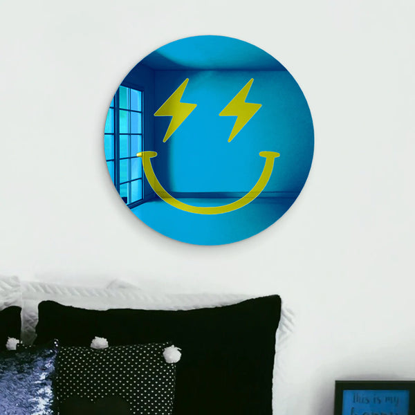 Happy Face Lightning Bolt Eyes - Acrylic Wall Art