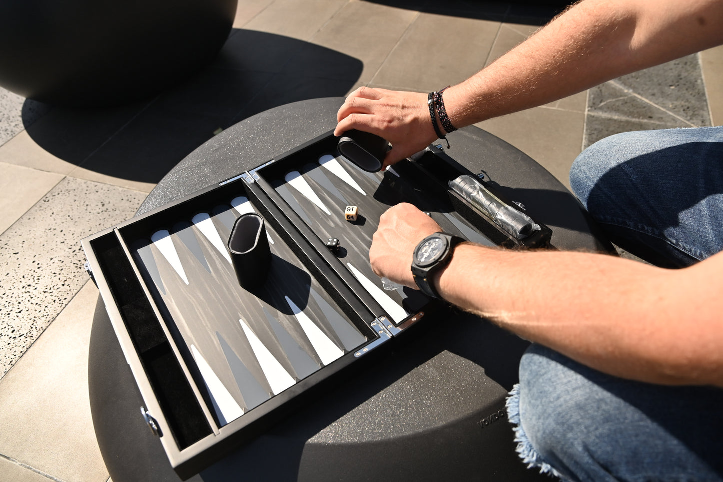 Lacquered Portable Backgammon Set