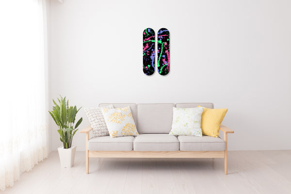 Dark Paint Trails Pair - Acrylic Skate Wall Art