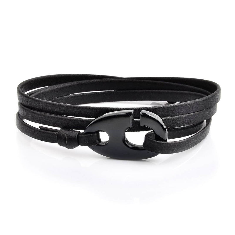 Fish Hook Clasp Leather Bracelet