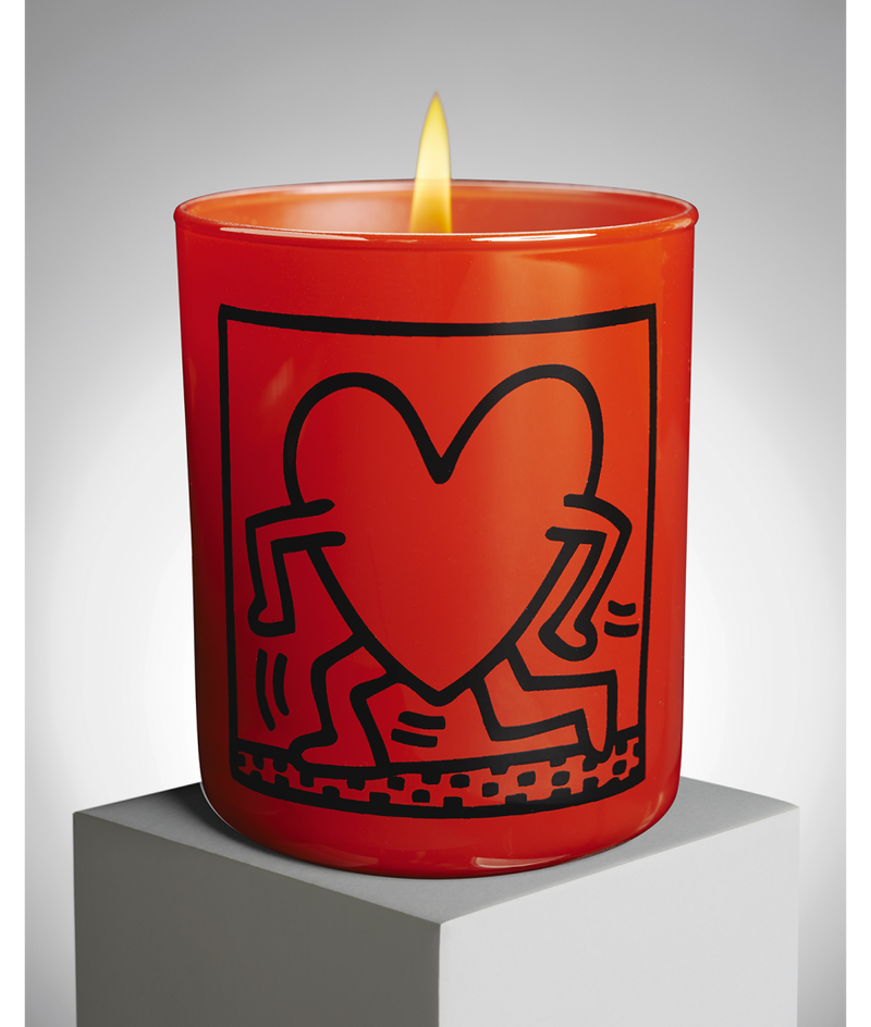 Keith Haring Red Running Heart Candle