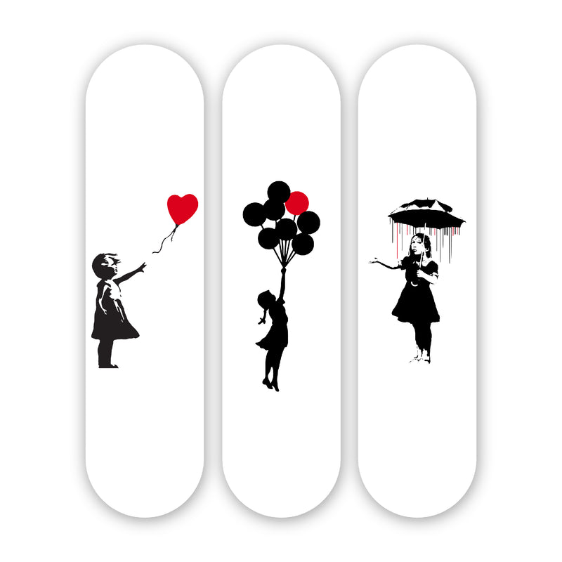 Bansky Inspired Trio - Acrylic Skate Wall Art